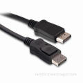 20-pin Displayport Cable with Black PVC Jacket, Supports 8-bit and 10-bit Deep Color